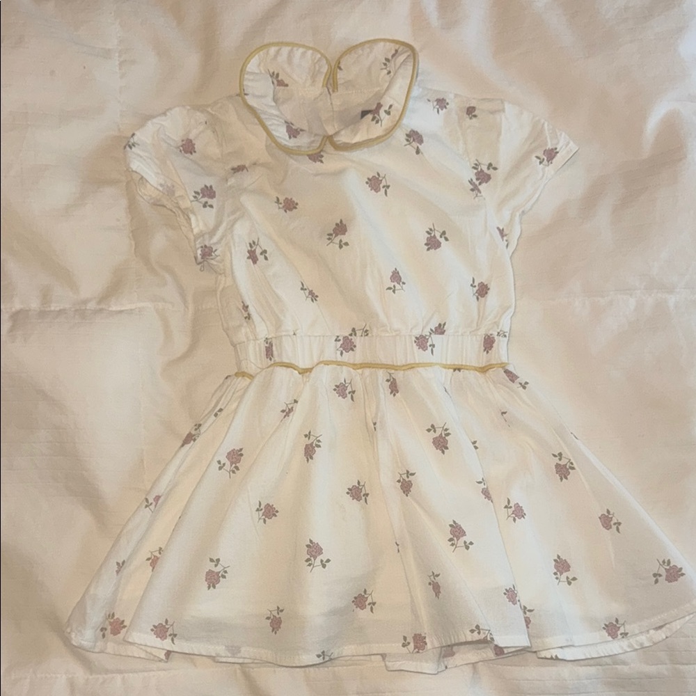 BAMBOO White and Purple Floral Kids Casual Dress